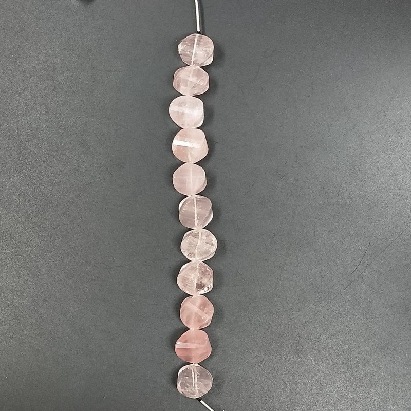 Quarzo Rosa Naturale in Perline Forma Rondelle Twist Sfaccettato a Mano Foro Passante
