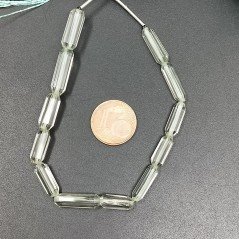 Ametista Verde (Prasiolite) Perline Forma Cilindro Sfaccettato a Mano