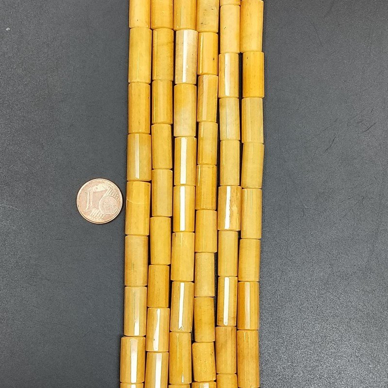 Calcite Gialla Perline Forma Cilindro Sfaccettato a Mano