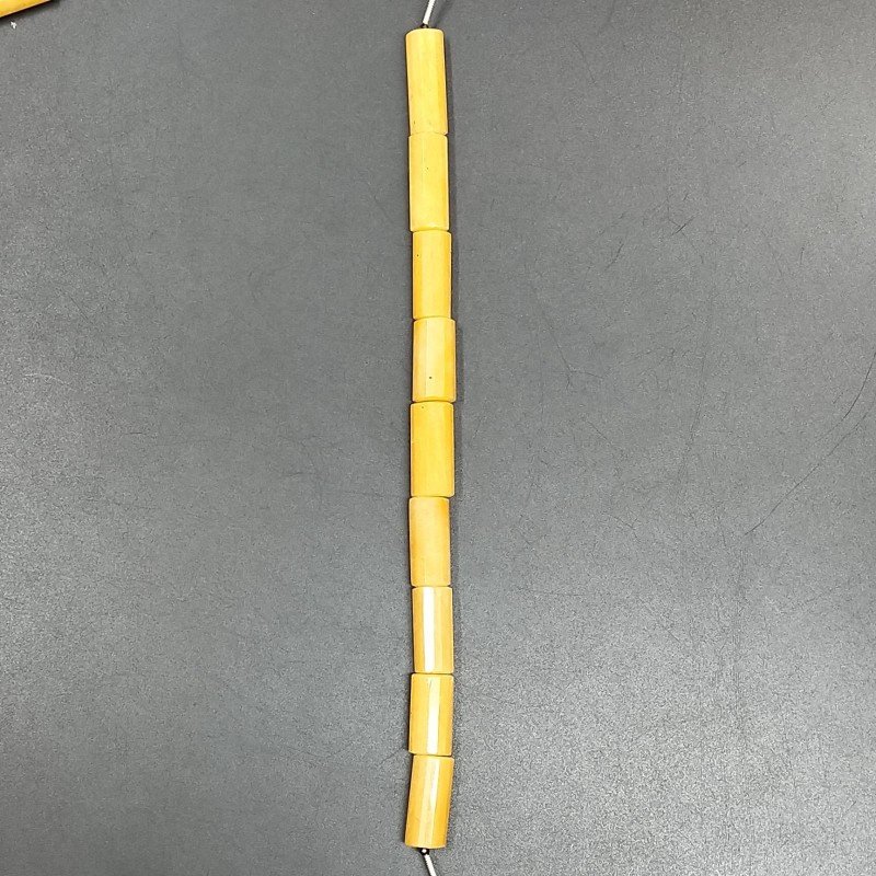 Calcite Gialla Perline Forma Cilindro Sfaccettato a Mano
