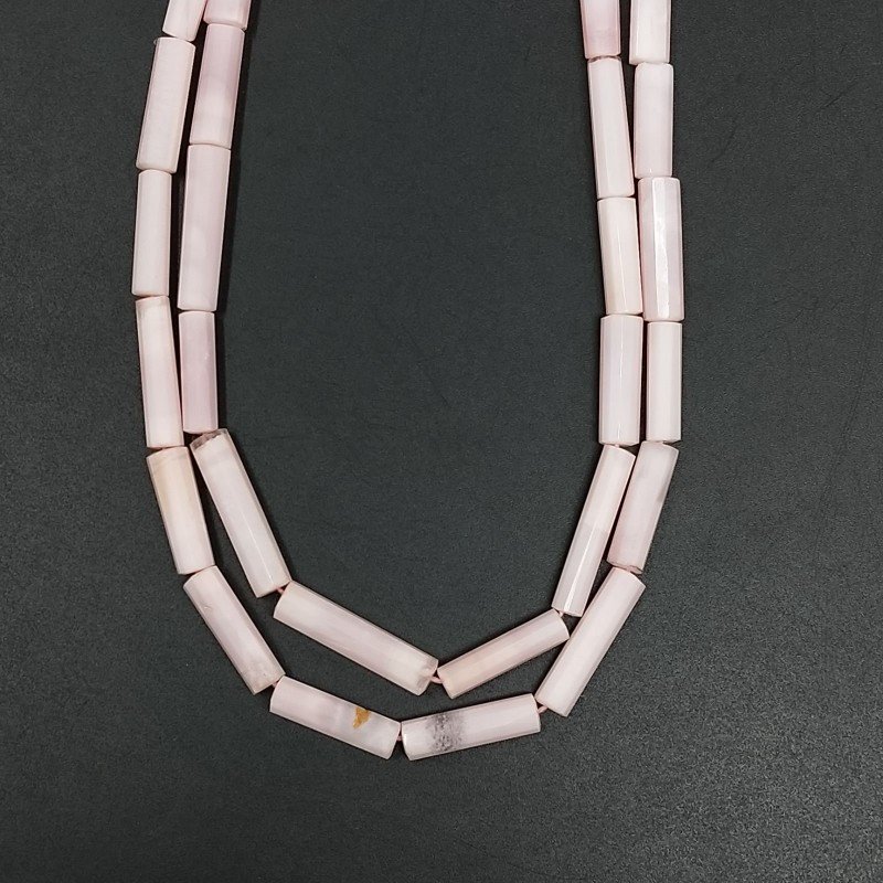Opale Rosa Perline Forma Cilindro Sfaccettato a Mano