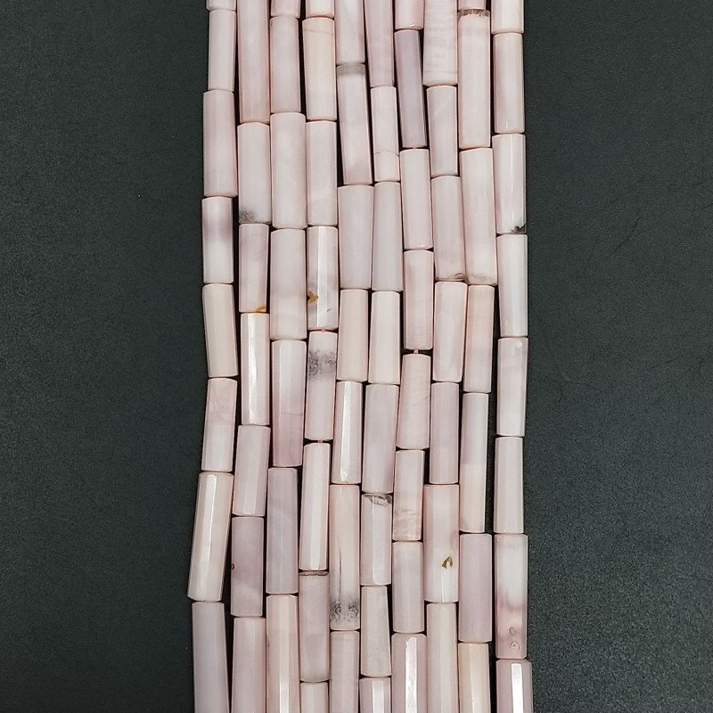 Opale Rosa Perline Forma Cilindro Sfaccettato a Mano