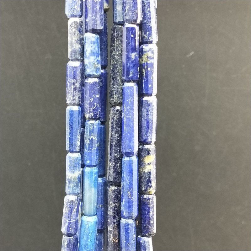 Lapis Lazuli Perline Forma Cilindro Sfaccettato a Mano