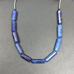 Lapis Lazuli Perline Forma Cilindro Sfaccettato a Mano