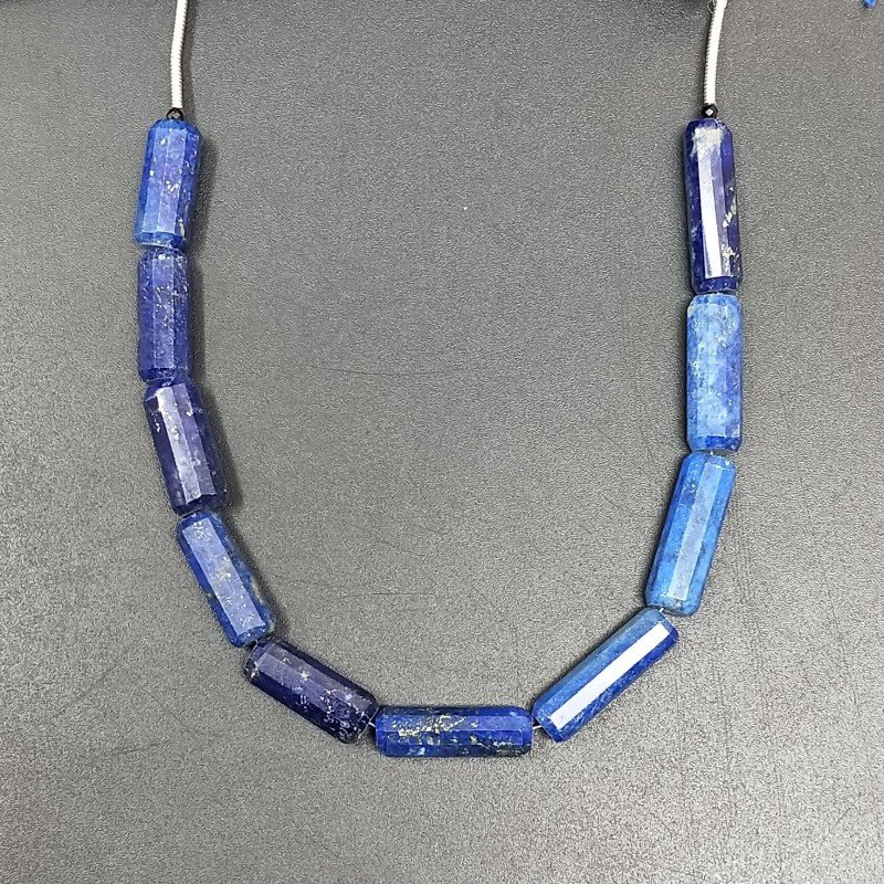 Lapis Lazuli Perline Forma Cilindro Sfaccettato a Mano