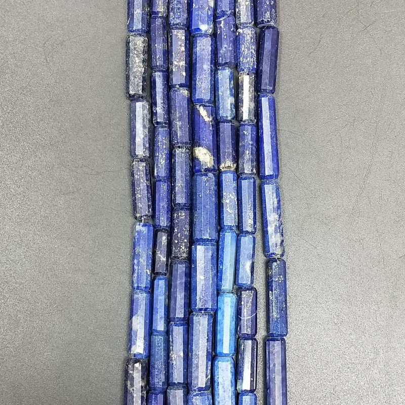 Lapis Lazuli Perline Forma Cilindro Sfaccettato a Mano