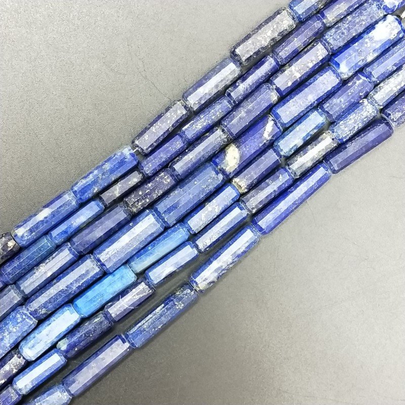 Lapis Lazuli Perline Forma Cilindro Sfaccettato a Mano
