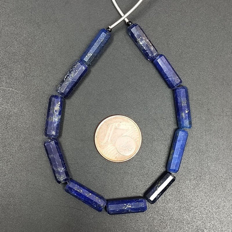 Lapis Lazuli Perline Forma Cilindro Sfaccettato a Mano