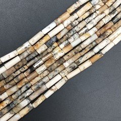 Opale Dendritica Gialla Perline Forma Cilindro Sfaccettato a Mano