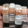 Pietra Di Luna Multi (Adularia) Naturale Perline Forma Rettangolo Sfaccettato A Mano Doppio Foro