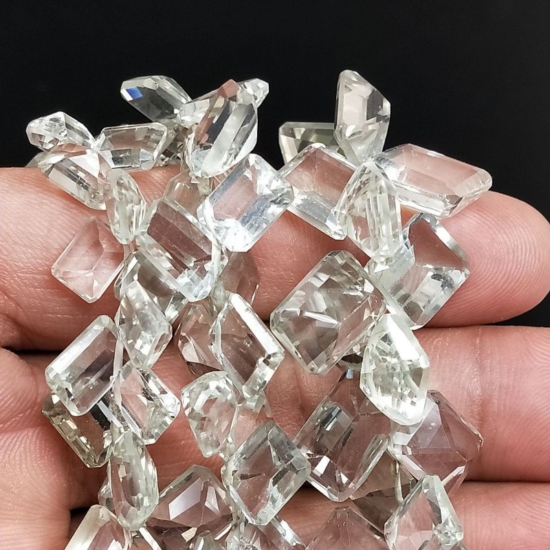 Ametista Verde (Prasiolite) Perline Taglio Smeraldo Gemma Sfaccettato A Mano