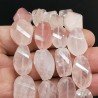 Quarzo Rosa Naturale in Perline Forma Goccia Twist Sfaccettato a Mano Foro Passante