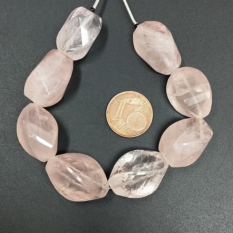 Quarzo Rosa Naturale in Perline Forma Goccia Twist Sfaccettato a Mano Foro Passante