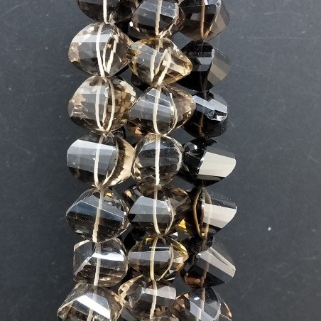 Quarzo Fume Naturale in Perline Forma Rondelle Twist Sfaccettato a Mano Foro Passante