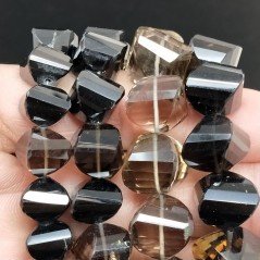 Quarzo Fume Naturale in Perline Forma Rondelle Twist Sfaccettato a Mano Foro Passante