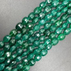Onice Verde in Perline Forma Ovale Piatto Sfaccettato a Mano Foro Passante