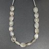 Pietra Di Luna Bianca (Adularia) Naturale in Perline Forma Ovale Piatto Sfaccettato a Mano Foro Passante
