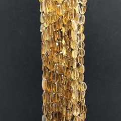 Quarzo Birra Naturale in Perline Forma Ovale Piatto Sfaccettato a Mano Foro Passante