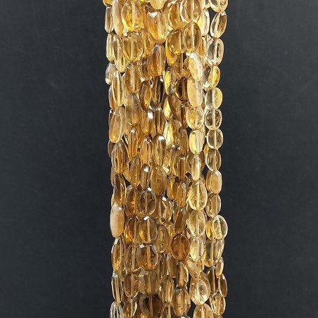 Quarzo Birra Naturale in Perline Forma Ovale Piatto Sfaccettato a Mano Foro Passante