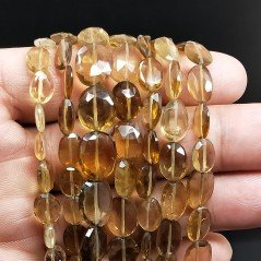 Quarzo Birra Naturale in Perline Forma Ovale Piatto Sfaccettato a Mano Foro Passante