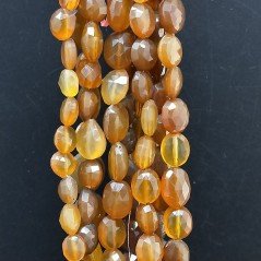 Calcedonio Tonalità Marrone Sfumato in Perline Forma Ovale Piatto Sfaccettato a Mano Foro Passante 08-10X10-12mm