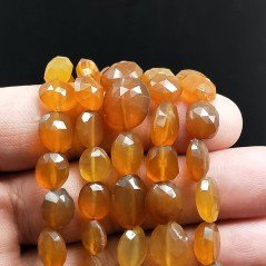 Calcedonio Tonalità Marrone Sfumato in Perline Forma Ovale Piatto Sfaccettato a Mano Foro Passante 08-10X10-12mm