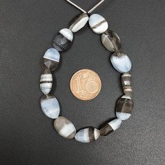 Opale Somalia Naturale Azzurro Grigio Multi in Perline Forma Ovale Piatto Sfaccettato a Mano Foro Passante