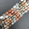 Pietra Di Luna Multicolore Naturale in Perline Forma Ovale Piatto Sfaccettato a Mano Foro Passante
