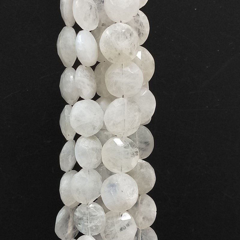 Labradorite Bianca Tondo Piatto Sfaccettato A Mano 10mm-14mm