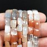 Pietra di Luna Multicolore Naturale in Perline Forma Rettangolare Piatto Sfaccettato Foro Passante 5-9mm