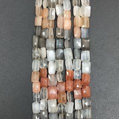 Pietra di Luna Multicolore Naturale in Perline Forma Rettangolare Piatto Sfaccettato Foro Passante 5-9mm