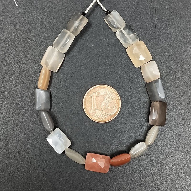 Pietra di Luna Multicolore Naturale in Perline Forma Rettangolare Piatto Sfaccettato Foro Passante 5-9mm