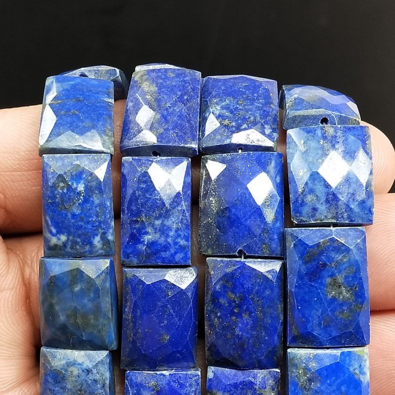 Lapis lazuli Naturale in Perline Forma Rettangolare Piatto Sfaccettato Foro Passante 10-16X13-26