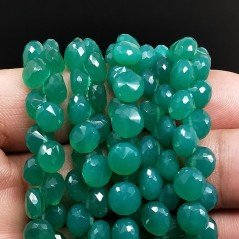 Onice verde Perline Forma Cipolla-Castagna Sfaccettato a Mano Foro Laterale
