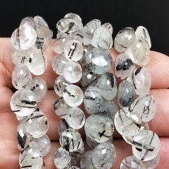 Quarzo Rutilato Tormalinato Perline Forma Cipolla-Castagna Sfaccettato a Mano Foro Laterale 08mm-12mm