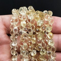 Quarzo Citrino Perline Forma Cipolla-Castagna Sfaccettato a Mano Foro Laterale