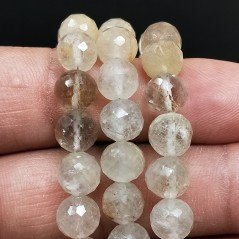 Quarzo rutilato oro tondo sfaccettato 8mm