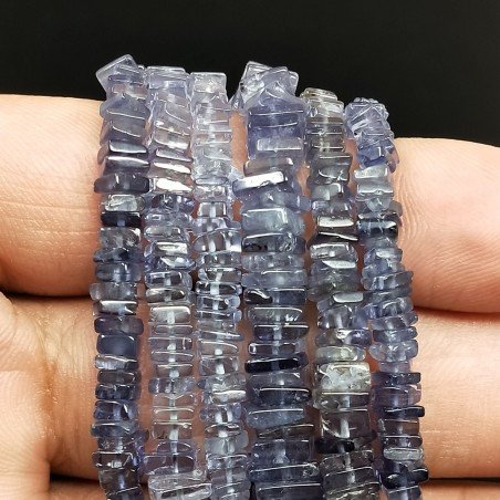 Iolite Naturale Perline Forma Quadrato Heshi Liscio Foro Centrale a Gradazione 04mm-08mm