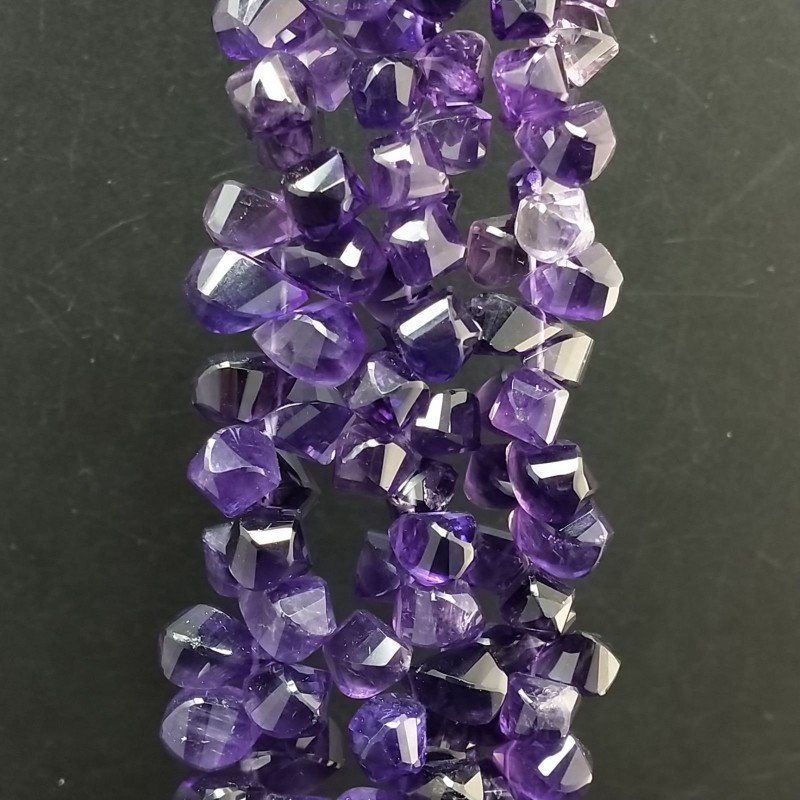 Ametista Africana Naturale in Perline Forma Goccia Twist Sfaccettato a Mano Foro Laterale