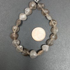 Pietra Di Luna Ciocolato Naturale Perline Forma Cuore Piatto Sfaccettato a Mano Foro Laterale