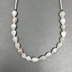 Pietra Di Luna Grigia Naturale in Perline Forma Goccia Tondo Sfaccettato a Mano Foro Passante