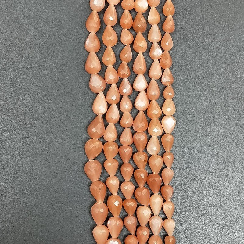 Pietra Di Luna Beige Marrone Naturale in Perline Forma Goccia Tondo Sfaccettato a Mano Foro Passante