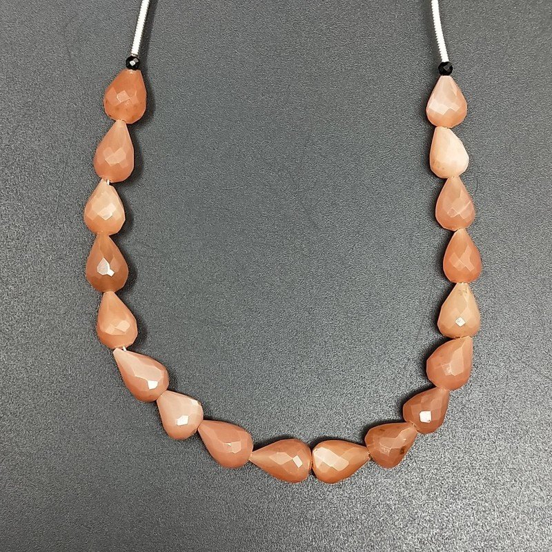 Pietra Di Luna Beige Marrone Naturale in Perline Forma Goccia Tondo Sfaccettato a Mano Foro Passante