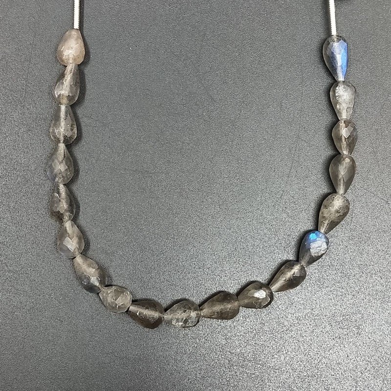 Labradorite Naturale in Perline Forma Goccia Tondo Sfaccettato a Mano Foro Passante 05-06X07-10mm