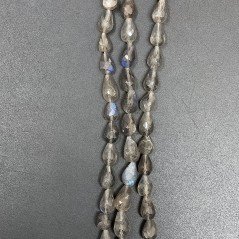 Labradorite Naturale in Perline Forma Goccia Tondo Sfaccettato a Mano Foro Passante 05-06X07-10mm