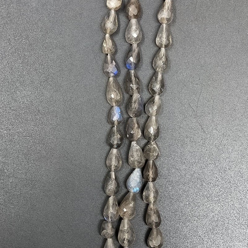 Labradorite Naturale in Perline Forma Goccia Tondo Sfaccettato a Mano Foro Passante 05-06X07-10mm