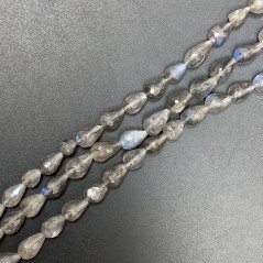 Labradorite Naturale in Perline Forma Goccia Tondo Sfaccettato a Mano Foro Passante 05-06X07-10mm