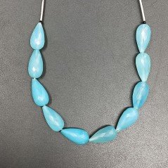 Calcidonia Celeste Jeans in Perline Forma Goccia Tondo Sfaccettato a Mano Foro Passante