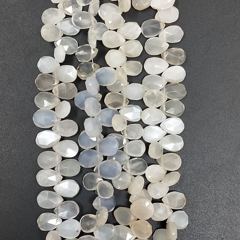 Pietre di Luna Bianca Naturale in Perline Forma Goccia Piatto Sfaccettato a Mano Foro Laterale 6X8mm