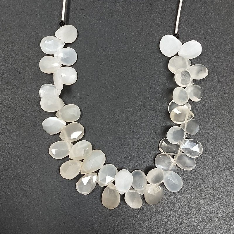 Pietre di Luna Bianca Naturale in Perline Forma Goccia Piatto Sfaccettato a Mano Foro Laterale 6X8mm